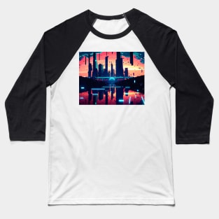 Funky synthwave city Baseball T-Shirt